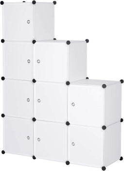 Woltu Opbergkast - Schoenenrek met 9 Vakken - Stevig Kunststof - Wit - 81 x 30 x 81 cm