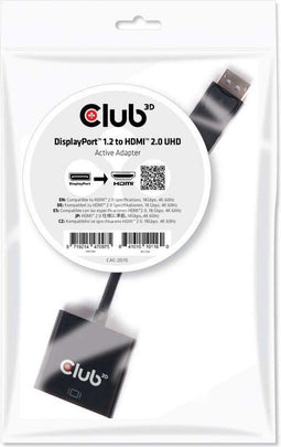 Club3D CAC-2070 - DisplayPort naar HDMI Adapter - 4K 60Hz - Zwart
