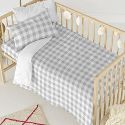 Happy Friday Duvet cover set 2 pieces Vichy grey 115x145 cm (Cot bed) Grey