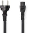 Nedis Stroomkabel - Type F (CEE 7/7) Male - IEC-320-C5 - 2.00 m - Zwart