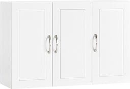 SoBuy FRG231-L-W - Wandkast 3 Deuren - Verstelbare Plank - Wit 90x30x60cm