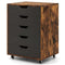 Coast Rolkast Rustiek Bruin/Zwart – Verrijdbare Archiefkast met 5 Lades – 49 x 40 x 65 cm