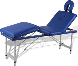 vidaXL - Massagetafel - inklapbaar - met - aluminium - frame - (vier - delen - / - blauw)