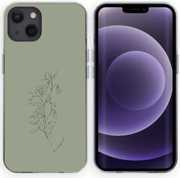 iMoshion Hoesje Geschikt voor iPhone 13 Hoesje Siliconen - iMoshion Design hoesje - Groen / Floral Green