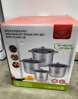 Royal Swiss - Pannenset - RVS met glazen deksels - 4 pannen (set van 4)