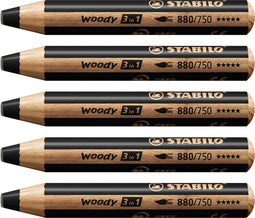 STABILO Woody 3 in 1 - Multitalent Potlood - Zwart - Doos Met 5 Stuks