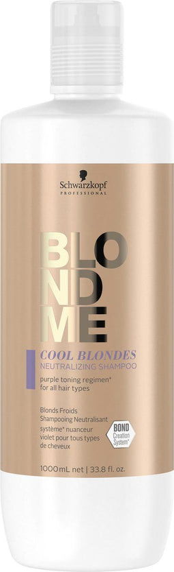 Schwarzkopf BlondMe Cool Blondes Neutralizing Shampo 1000ml - Normale shampoo vrouwen - Voor Alle haartypes