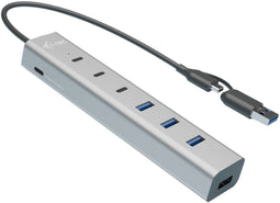 i-tec USB-C/USB-A Charging Metal HUB - 7 poorten (4x USB-A 3x USB-C) - Grijs