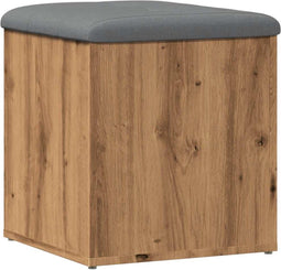 vidaXL - Opbergbankje - 42x42x45 - cm - bewerkt - hout - artisanaal - eikenkleur