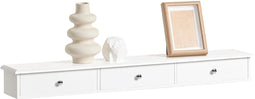 SoBuy FRG43-L-W - Wandplank met 3 lades - Zwevend wandrek - Wit 90x15x10cm
