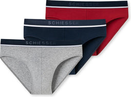 Schiesser 95/5 Organic - Heren Rio Slip - 3-pack - Rood Blauw Grijs-gemêleerd (3 stuks)
