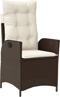 vidaXL - Tuinstoel - verstelbaar - met - kussens - poly - rattan - bruin
