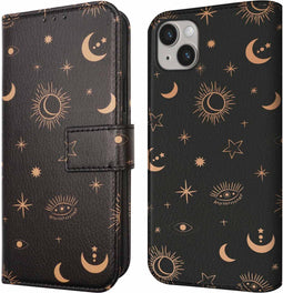 iMoshion Hoesje Geschikt voor iPhone 14 Hoesje Met Pasjeshouder - iMoshion Design Bookcase smartphone - Zwart / Sky Black
