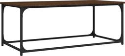 vidaXL - Salontafel - 102x50x40 - cm - bewerkt - hout - en - ijzer - bruin - eikenkleur