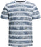 Jack & Jones JPRDUSTIN BLU AOP TEE SS CREW NECK - Korte mouw met strepen en bladeren - Licht blauw (S)