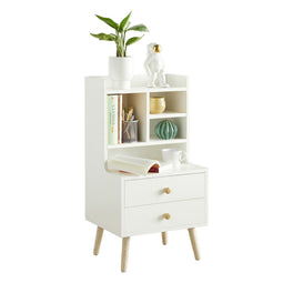 SoBuy Nachtkastje FBT101-W - Bijzetkastje - 2 uitschuifbare lades - 43 x 36 x 81 cm - Wit