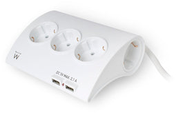 Ewent EW3935 - Stekkerdoos met 5x stopcontact en 2x USB 2.0 - 3680W - Wit