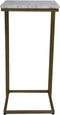 Bijzettafel Read - 32x32x65 cm - Wit/goud - Wit marmer/ijzer