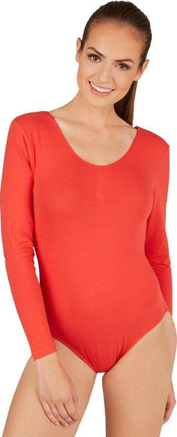 dressforfun - Shapewear - Body met lange mouwen en ronde hals - Rood - L