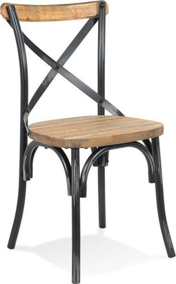 Alterego Ranch - Zwarte Houten Keukenstoel - Verouderde Walnoten Afwerking - 50x47x89cm