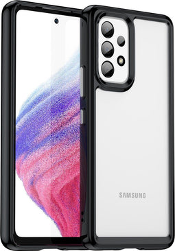 Podec Samsung Galaxy A53 - Telefoonhoesje - Anti-Shock Case Cover met 2x Screenprotector - Zwart Transparant (2 stuks)