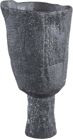 PTMD Nirah Ronde Bloempot - H40 x Ø20 cm - Keramiek - Zwart