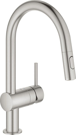 GROHE Minta - Keukenkraan - Hoge draaibare C-uitloop - Uittrekbare handdouche RVS (supersteel) - 32321DC2