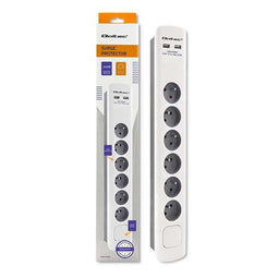Qoltec 50294 Overspanningsbeveiliging Wit-grijs 6 AC-uitgang(en) 230 V 1,8 m