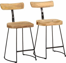 vidaXL - Barkrukken - 2 - st - 49x43x79 - cm - massief - mangohout