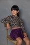 Like Flo F208-5801 - Meisjes Jurk - Pofmouwen met metallic plissé rok - Plum-cerise