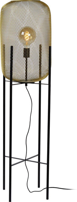Lucide MESH - Vloerlamp - Ø 35 cm - 1xE27 - Mat Goud / Messing - H.135 cm
