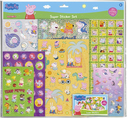 Peppa Pig stickers XL Super Sticker set - speelgoed stickeren en knutselen vanaf 3 jaar - 7 vellen incl. luxe stickers 38 x 36 cm - educatief creatief speelgoed