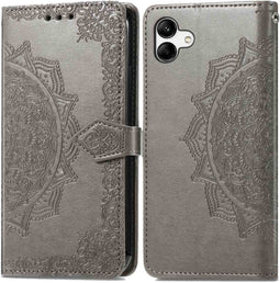 iMoshion Hoesje Geschikt voor Samsung Galaxy A04 Hoesje Met Pasjeshouder - iMoshion Mandala Bookcase - Grijs