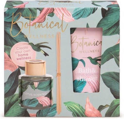 Botanical badgeschenkset douchegel 120ml + geurset met stokjes