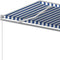 vidaXL - Luifel - automatisch - uittrekbaar - met - palen - 4x3 - m - blauw - en - wit