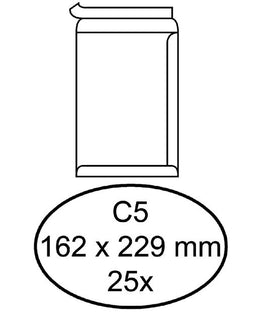 Quantore - Envelop akte C5 162x229mm zelfklevend wit 25 stuks