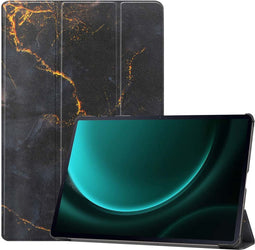 imoshion Tablet Hoes - Geschikt voor Samsung Galaxy Tab S9 11.0 inch Plus / Galaxy Tab S9 11.0 inch FE Plus / Galaxy Tab S10 Plus - Design Trifold Bookcase - Black Marble
