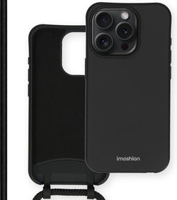 iMoshion Hoesje Geschikt voor iPhone 15 Pro Hoesje Met Koord - iMoshion Color Backcover met afneembaar koord - Zwart