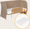 Lionelo Thomi Plus 5in1 - Meegroeibed Co Sleeper Babybed Baby Box Peuterbed Bank - 7 hoogtes - 2x matrassen T25 - Verstelbare Poten - Ademend & Afritsbare Zijkant - Opbergmand - Wielen - Wasbare Bekleding - tot 100 kg - Beige Karamel