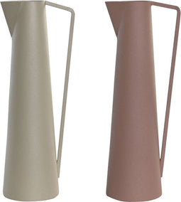 Vaas DKD Home Decor 12 x 10 x 35 cm Beige Roze Ijzer (2 Stuks)