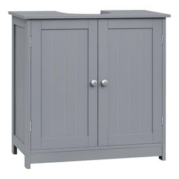 Woltu Badkamerkast BZS02gr - Grijs MDF - 60x60x30 cm - Ruime Opbergruimte met Verstelbare Plank