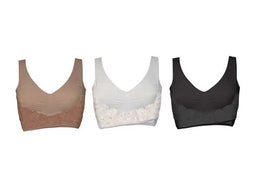 Comfortisse Push-Up BH Set - S (70-74 cm) - Voorgevormd met push-up effect - Zwart Wit & Beige (3 stuks)