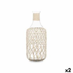Fles 21638W Wit Transparant 19 x 48 cm Decoratief (2 Stuks)