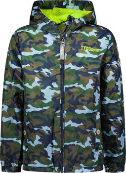 TYGO & vito - Jongens Jas - Camouflage print met neon gele voering - Maat 122/128