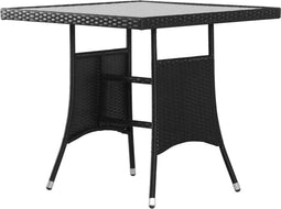 vidaXL - Tuintafel - 80x80x74 - cm - poly - rattan - zwart