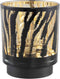 PTMD Maudy Windlicht Zebra LED - H18 x Ø15 cm - Glas - Zwart/goud