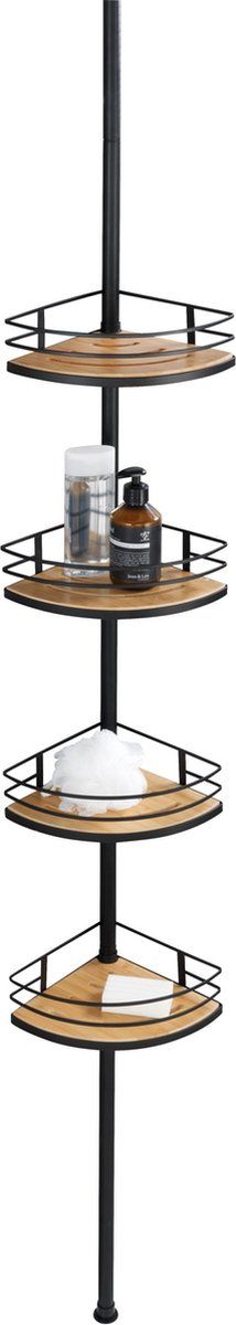 WENKO Dolcedo - Telescopisch Doucherek - Uitschuifbaar 65-275 cm - RVS zwart bamboe