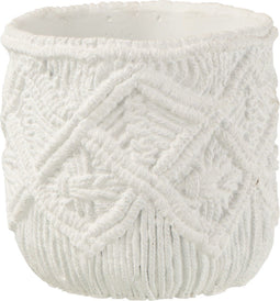 J-Line bloempot Geruit - cement - wit - small - Ø 15.5 cm