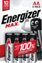 Energizer MAX - AA Alkalinebatterij - 10 jaar energieopslag - Zilver (4 stuks)