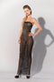 Printed Datex lange gestreepte strapless jurk - L